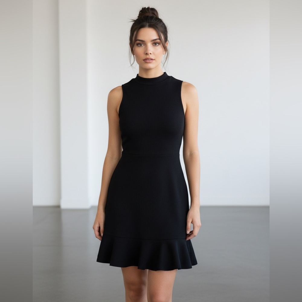 Acemi textured sleeveless dress Black Size Large.